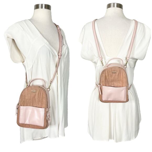Kate Spade | Watson Lane Merry Pink Silk Velvet Leather Crossbody Mini Backpack - Picture 1 of 15